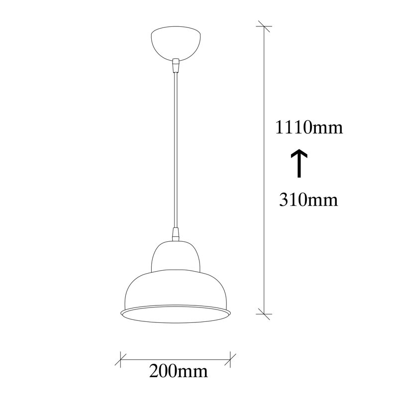 Luminaire suspendu en dome à 1 lumière, Or