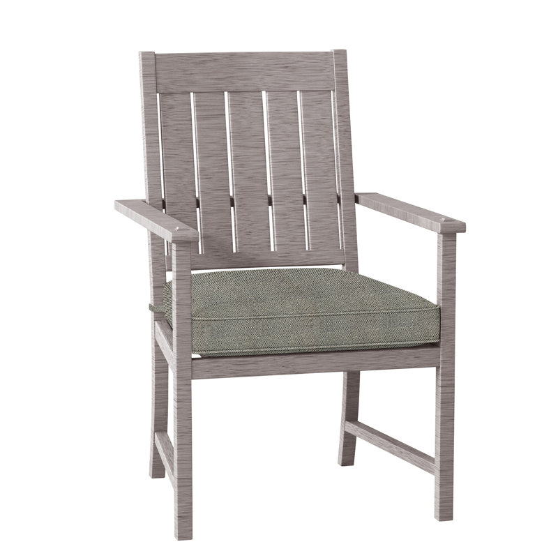 Croquet Patio Dining Armchair with Cushions, Oyster, Welt, Intermix Bark