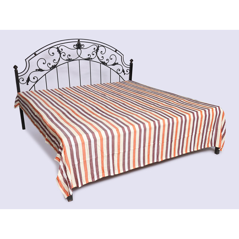 Exotic India Bamboo Bedspread Queen Size Multicolor Stripes with Pillow Cover, Multicolor Striped