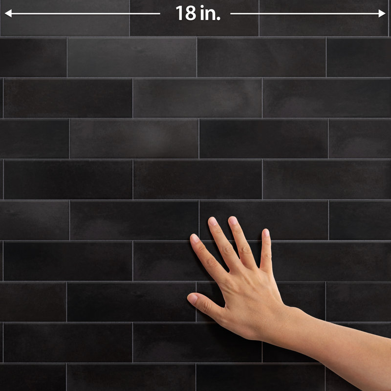 Coco 2" x 6" Porcelain Subway Wall Tile, Black Hat