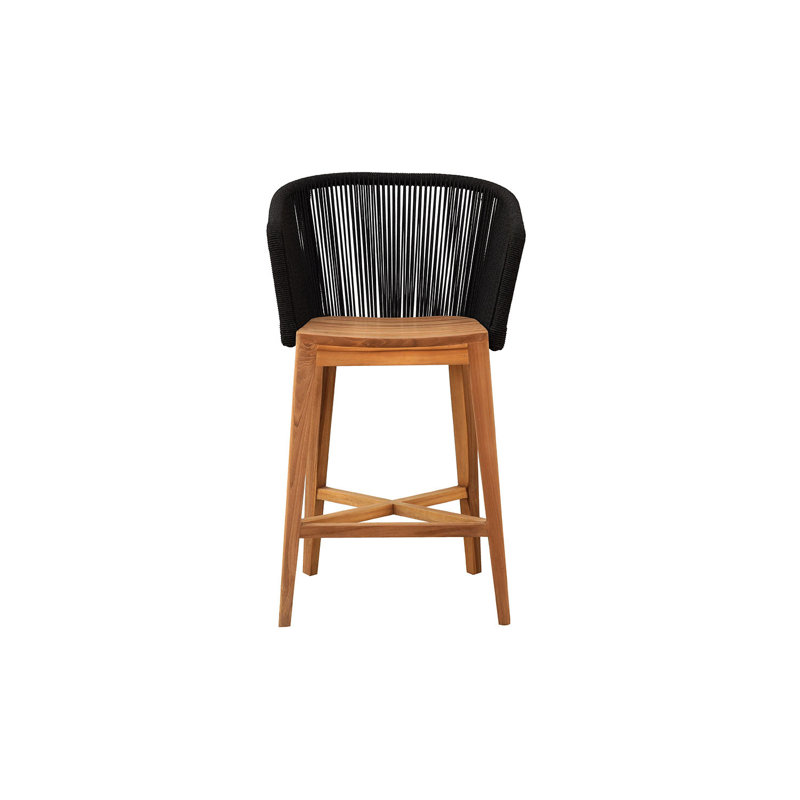 Westlake Outdoor Teak Bar Stool, Black