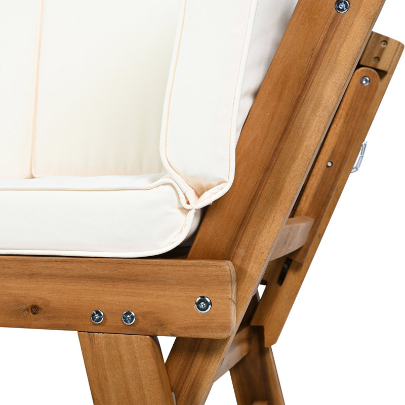 Lit de jour extensible pour terrasse avec coussins moelleux et eau, 3 positions réglables, finition naturelle, coussins multifonctionnels, pour jardins et terrasses