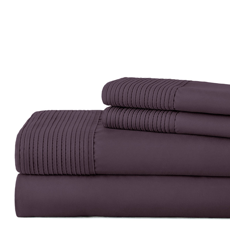 Vilano Springs Extra Deep Pocket Bed Sheet Set with Pleated Hem, Easy care, Pet Hair Resistant, Purple