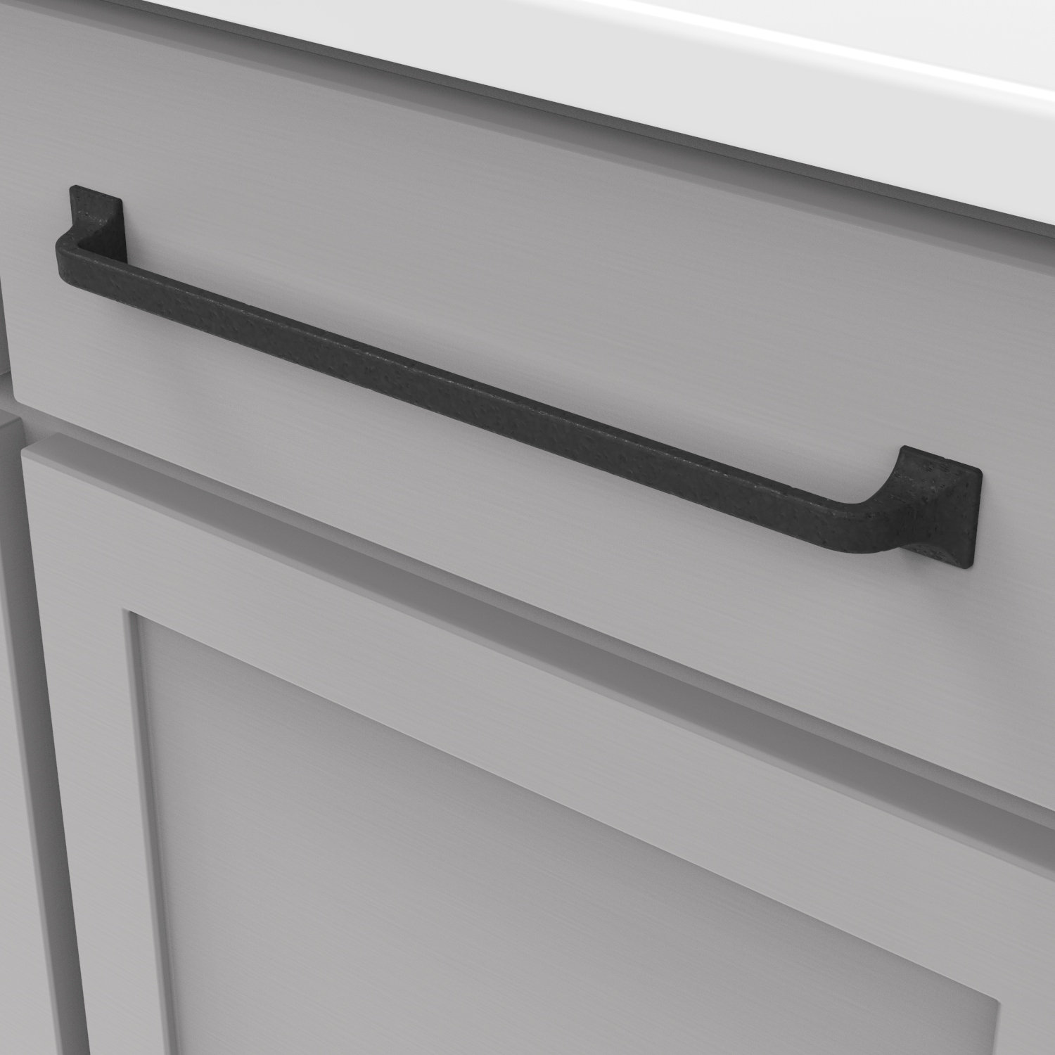 Forge Farmhouse Cabinet Pull, Black Iron, 12", Set of 1
