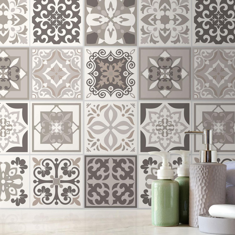 Alwitt Mediterranean Wall Tile Sticker Set 15cm W x 15cm L