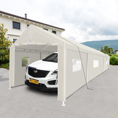 Carport, 10×30 Heavy Duty Portable Carport Garage Tent For Outdoor Storage Shelter  With Window