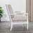 Spindle Chair, White Finish, Taupe Paisley Fabric-313046683-313046682