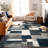 Farmerville Geometric Shag Navy/Gray/Ivory Area Rug-1168107129