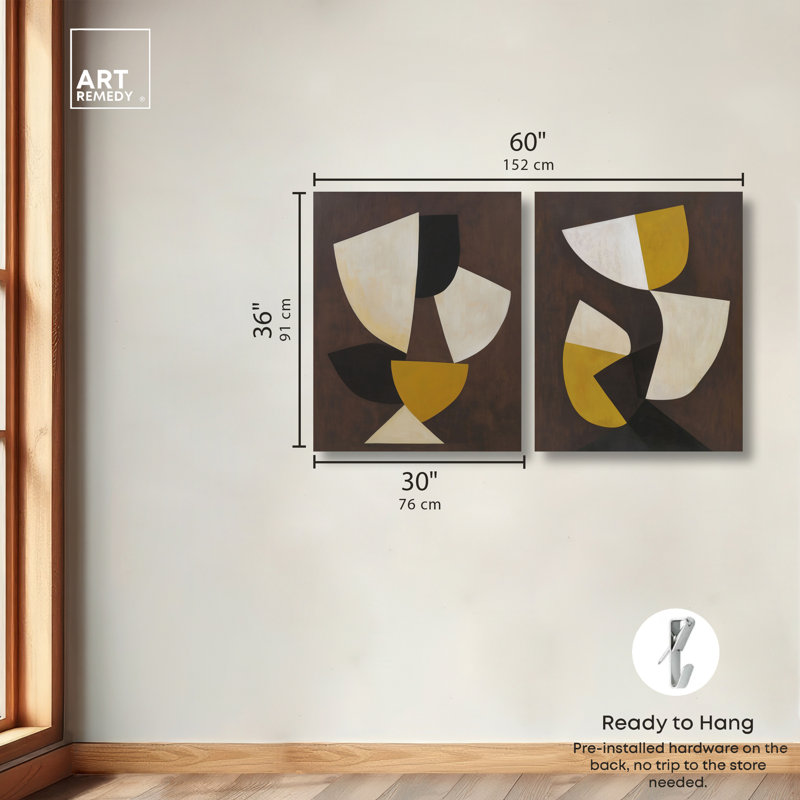 «Nod to Modernism Duo», ensemble de décorations murales modernes par Art Remedy, 30 x 36, H 36 po x l 30 po