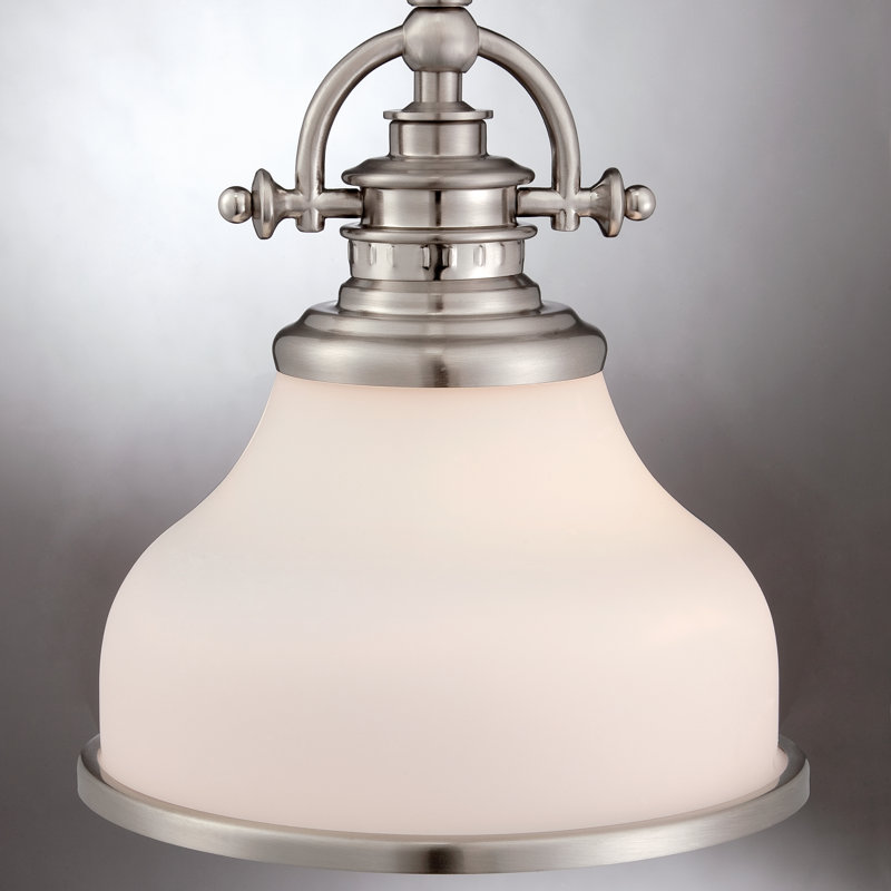 Luminaire suspendu en forme de dôme à une lumière Maybery, H 9,5 po x l 8 po x P 8 po, Verre gravé à l'eau-forte opale