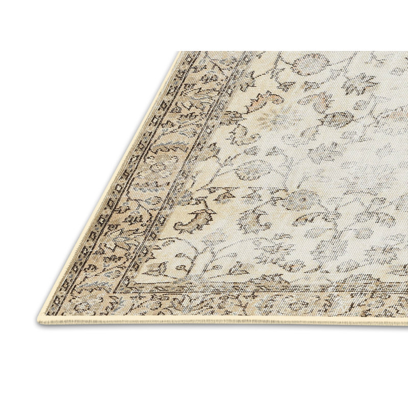 Tapis contemporain beige / olive clair, Rectangle 5 pi x 7 pi