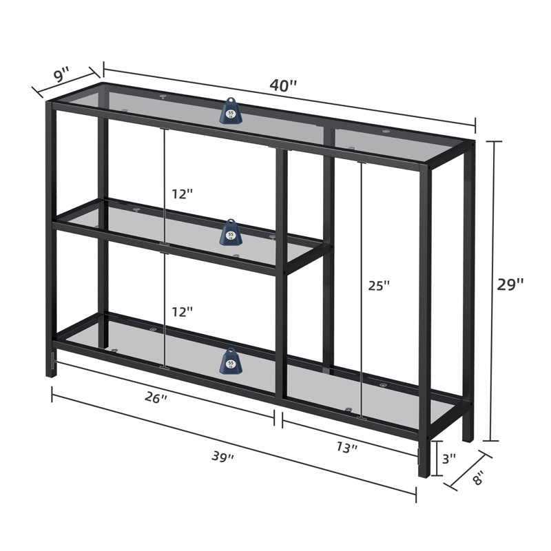Azuolas 40"W × 29"H Console Table, Black
