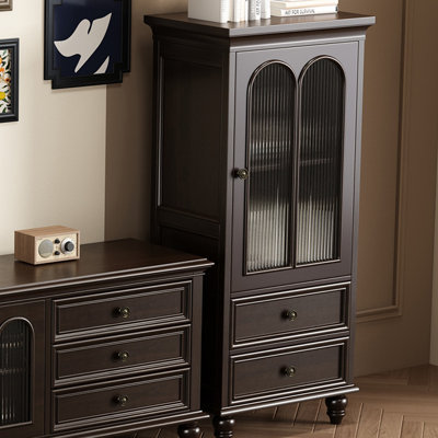 Vitrines en bois massif noir-brun