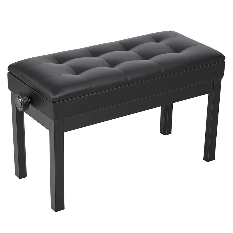Banc de piano réglable pour duo avec rangement et siège en similicuir