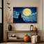 Toile noire regardant une pleine lune au-dessus d'une fleur de cerisier-1634083011