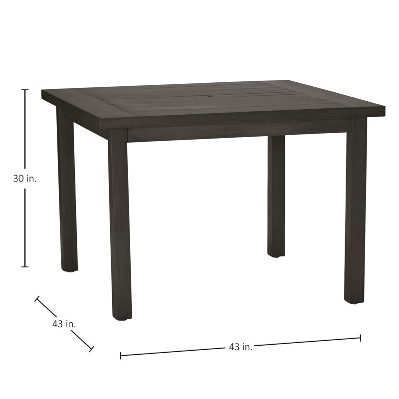 Club Aluminum Outdoor Dining Table, Slate Gray