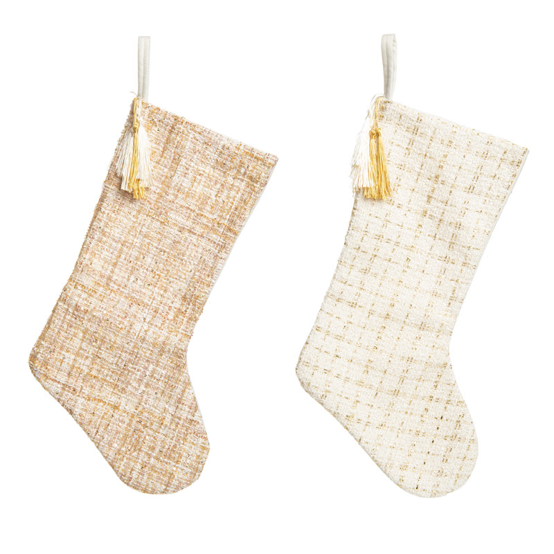  Ensemble de 2 bas de Noël en tweed moelleux et élégants