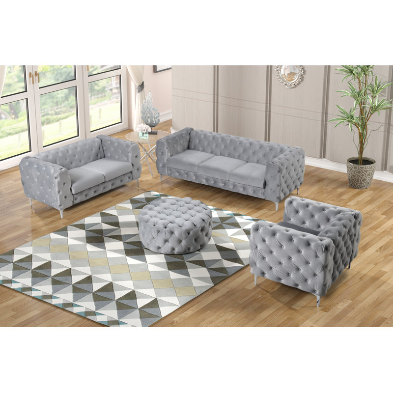 Ensemble de salon 4 pièces Graford, Gris