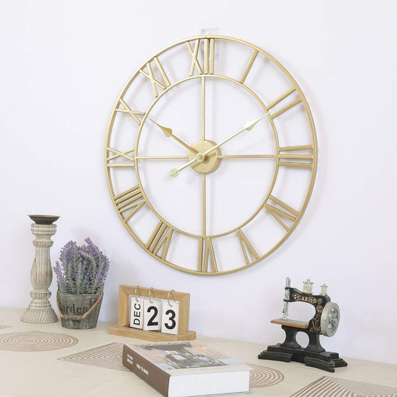 Très grande horloge murale 24 po Devere, Or