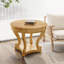 Table basse rustique avec pieds élégants courbés et rangement, rangement Mid-Century moderne en bois massif