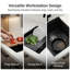 Évier de cuisine simple 15 po x 20 po en composite de quartz noir avec accessoires
