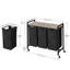 Wood Rolling Laundry Basket with Handles-900587739