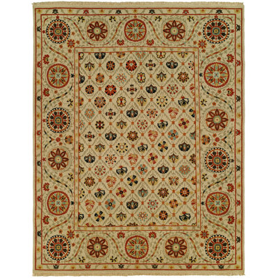 Hensen Wool Oriental Area Rug in Beige