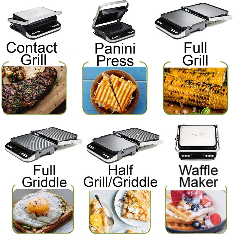 Yedi 6-in-1 Digital Indoor Grill and Waffle Maker with Accessories