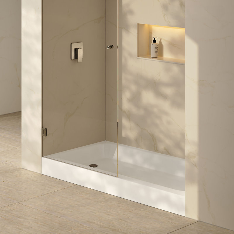 Voltaire 60 x 30 Base de bac de douche avec drain à gauche en brillant, Blanc, Gauche
