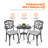 3-piece Outdoor Bistro Set With Cushions, Round 24 Inch Cast Aluminum Round Table With 1.77" Umbrella Hole And 2 Cast Aluminum Armchairs With Cushions, Black With Gold-painted Edge-528646831