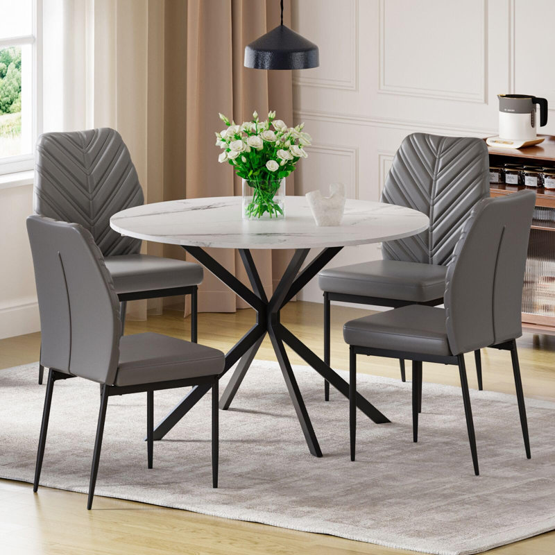 4 - Person Dining Set, White, Grey