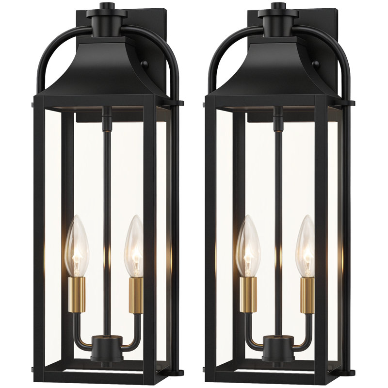 Lanterne murale d'extérieur à 2 lumières 19 po, applique d'extérieur de style campagne moderne, Deux lumières