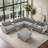 104" Chenille Tufted Upholstered Sectional with a Movable Ottoman and 2 Multifunctional Consoles-1728405709