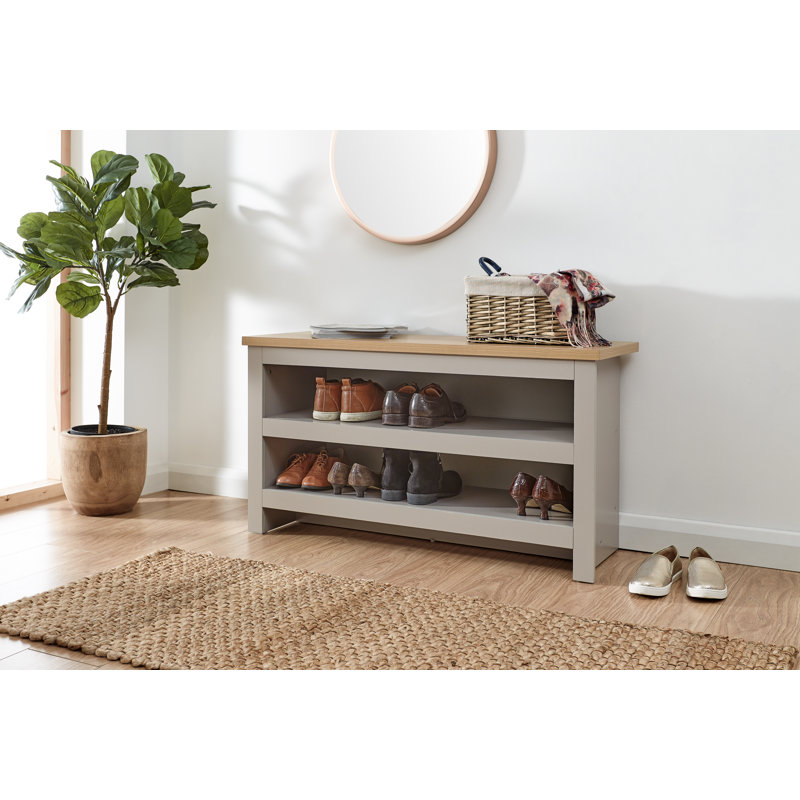 Bryson 8 Pair Shoe Storage Bench, Grey