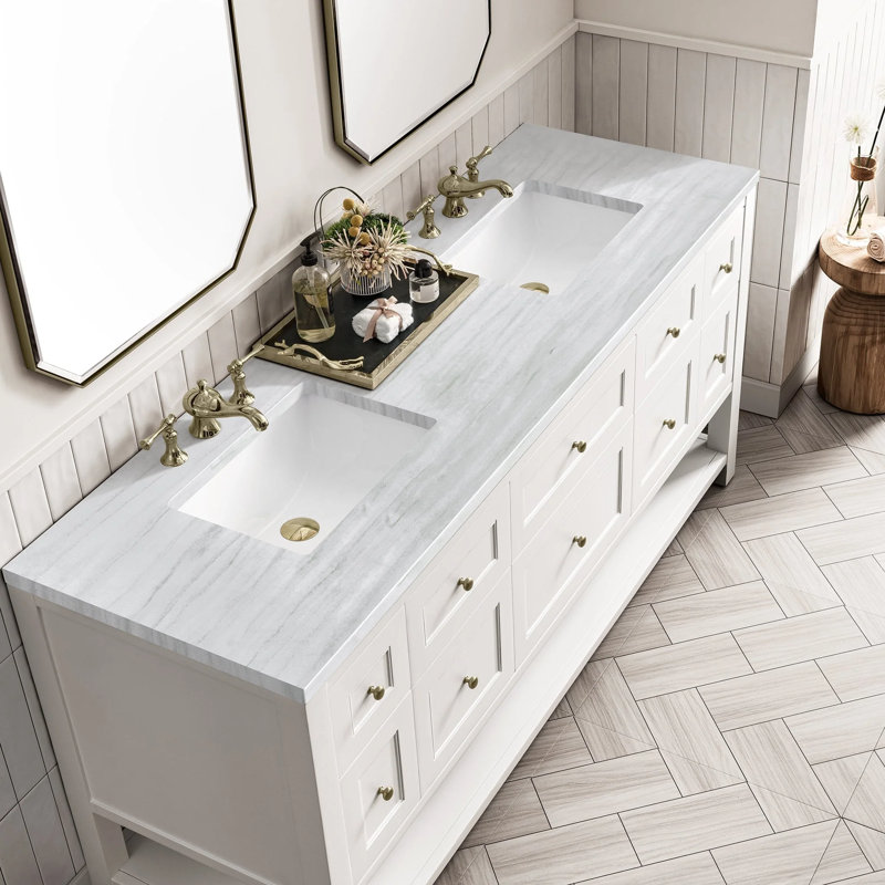 Breckenridge 72'' W Double Bathroom Vanity Base, Light Natural Oak