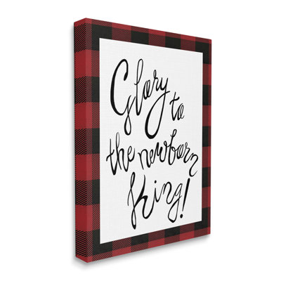 «Glory to Newborn King Checker Plaid Christmas» par Elizabeth Medley - reproduction d'art textuel