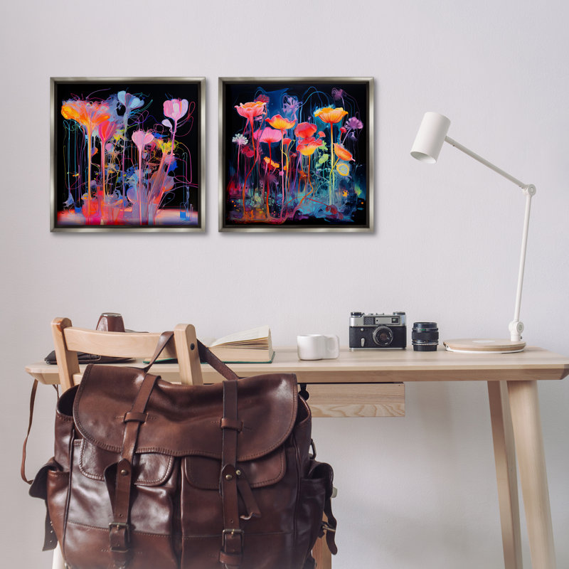  Ensemble de 2 toiles flottantes contrastantes "Contrast", Cadre flottant gris lustré, H 18 po x l 18 po
