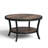 31.5" Rustic Industrial Round Coffee Table With 2-Tier Storage Shelf And Curved Metal Legs