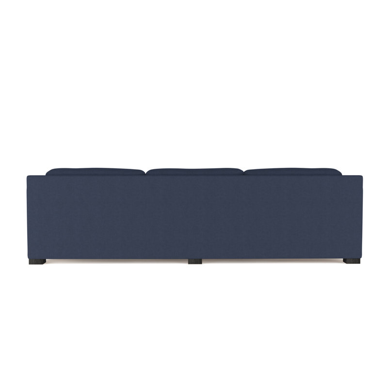 Mercer Track-Arm Extra Long Sofa, Ebony, Box Weave Linen Blue Print, 33.5" H x 120" W x 39" D