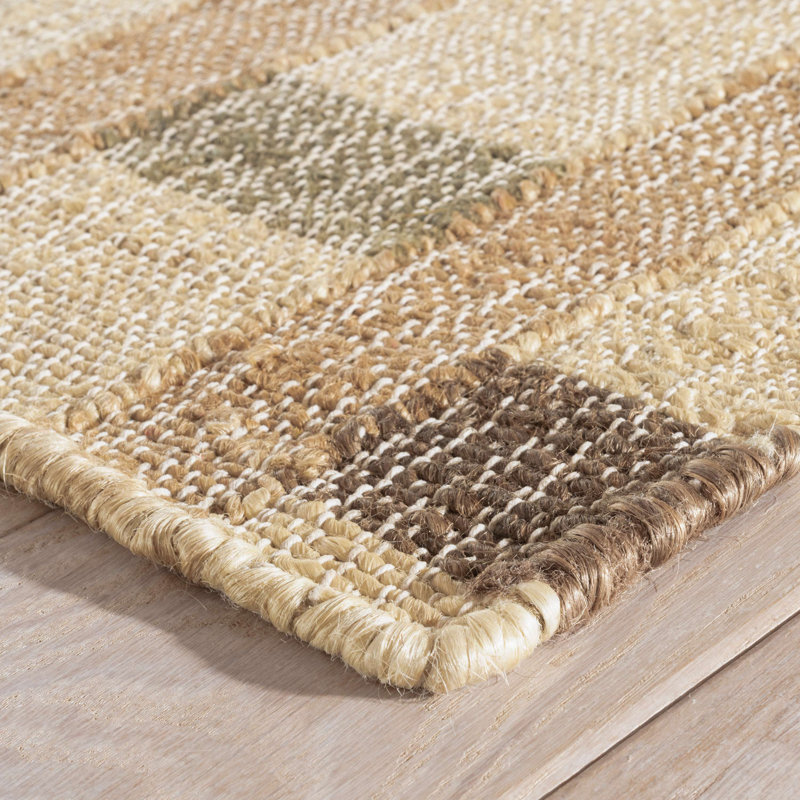 Mosaic Blue Handwoven Jute Rug, Rectangle 10' x 14'