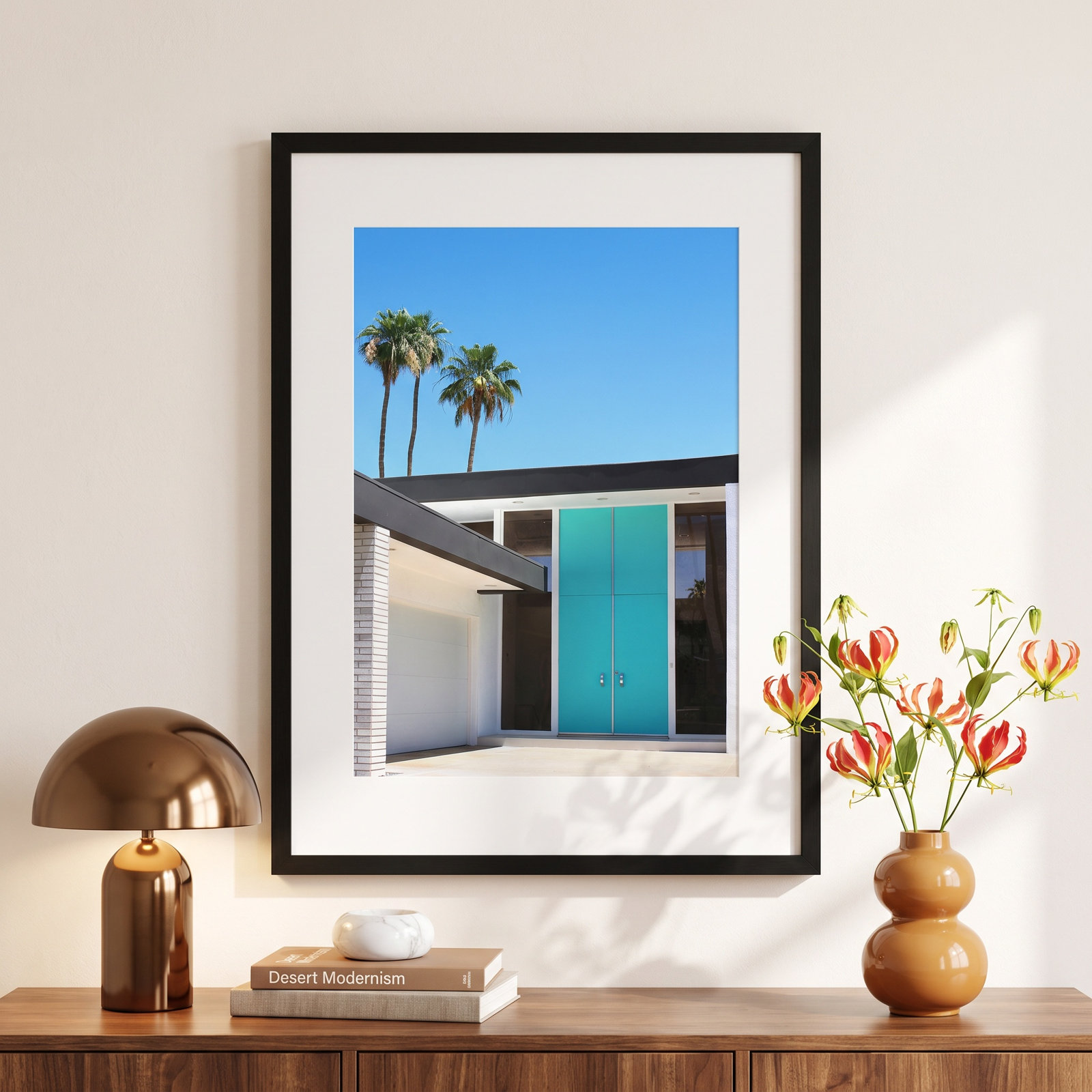 Palm Springs King by Rachel Dowd, 26.38" H x 19.38" W x 0.875" D, Noir Black Framed