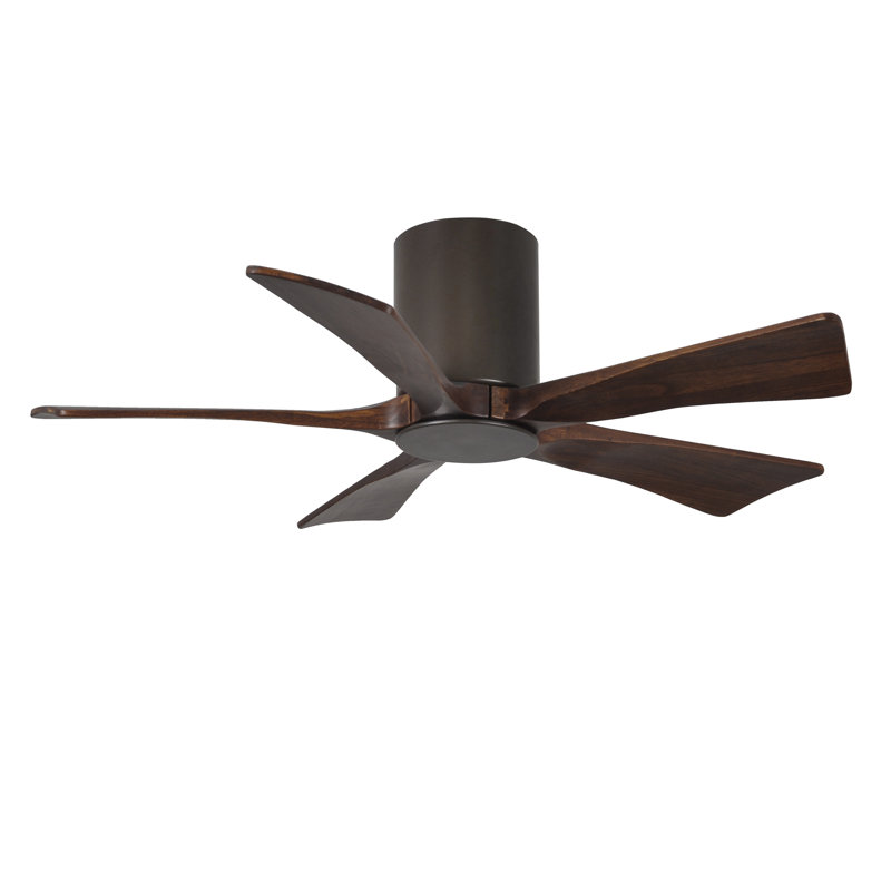 Irene Flushmount Light Kit 5 Blade LED Ceiling Fan, Textured Bronze, 42", Walnut Tone
