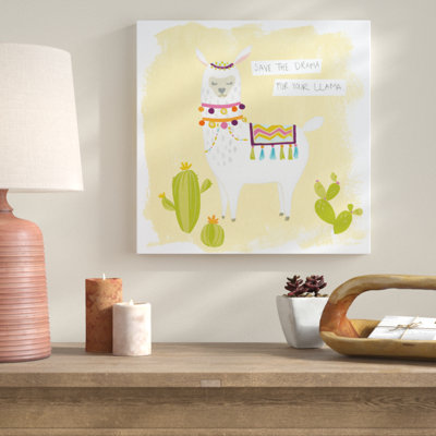 Pom Pom Llama Rama I 1 Piece Wrapped Canvas Painting
