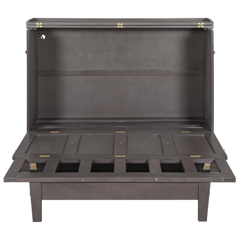 Commode de lit escamotable en pin massif avec station de charge pour une économie d'espace et une vie moderne, Gray