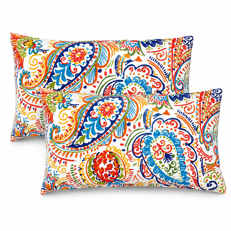 Ensemble de 2 housses de coussin lombaire intérieur / extérieur 12 po x 20 po hydrofuges et résistantes à la décoloration