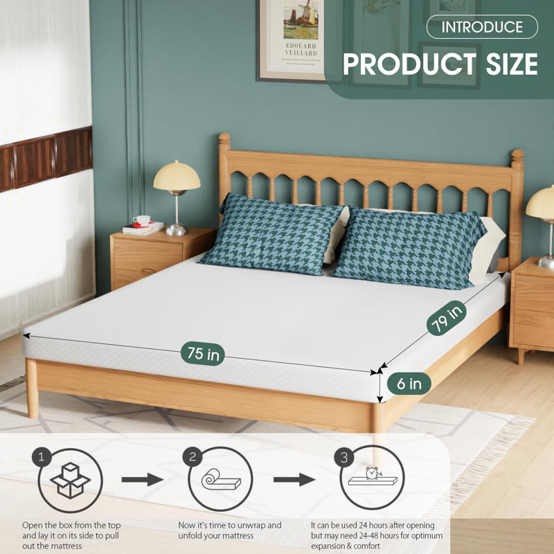 Matelas mi-ferme The Twillery Co. Indira, 6", Très grand lit