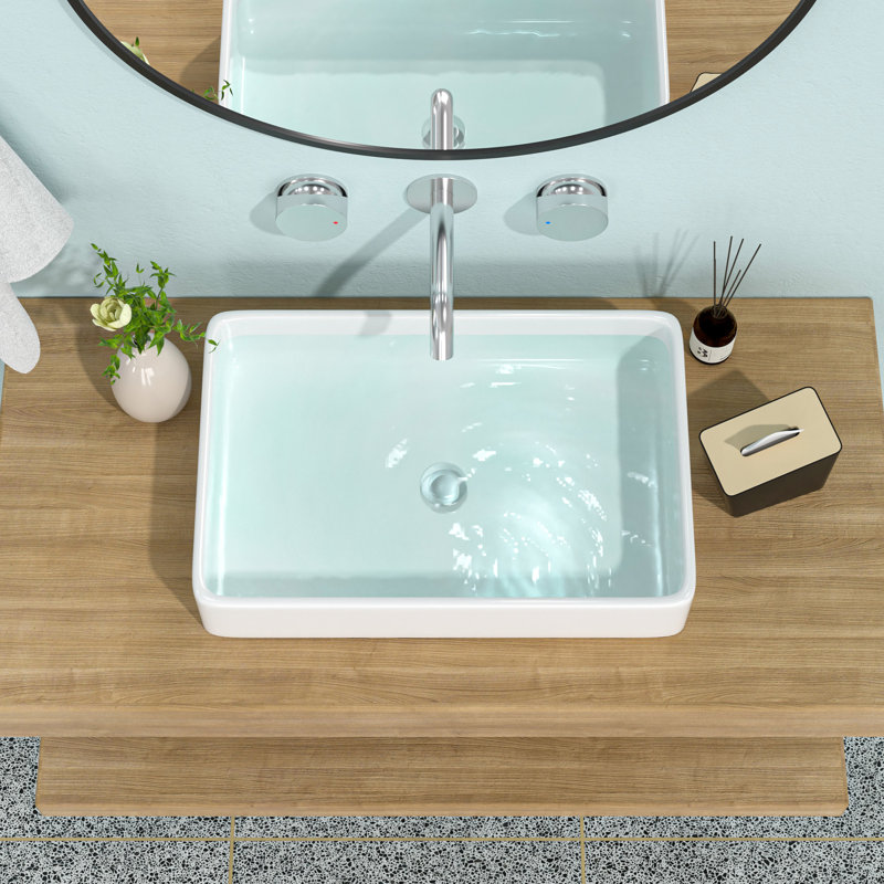 Lavabo de salle de bain en céramique 24X16 - Conception élégante et résistance aux acides
