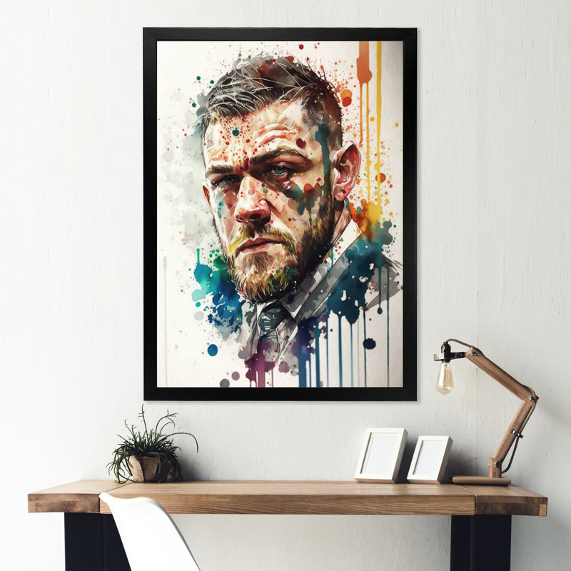 Conor Fighter Illustration - impression, Cadre photo noir, H 20 po x l 12 po x P 1 po