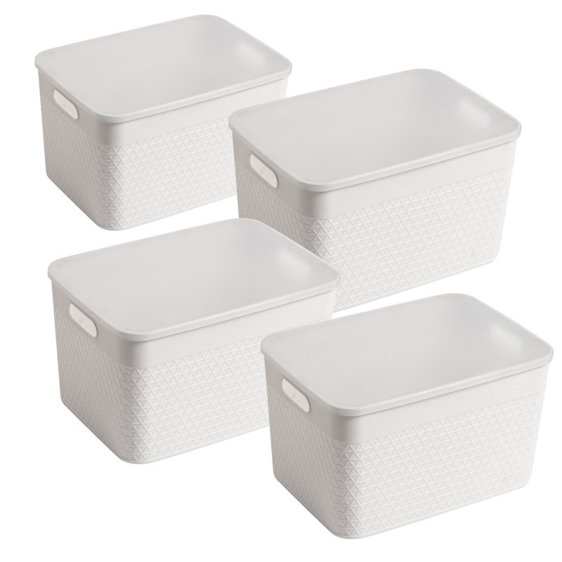 Ensemble de boîtes en plastique, 16 L, 4, Blanc