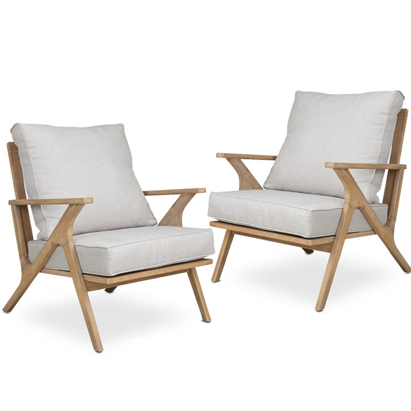 Ensemble de 2 fauteuils de patio et 2 canapés d'extérieur en bois d'acacia